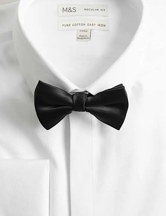 Regular Fit Cotton Dress Shirt with Bow Tie