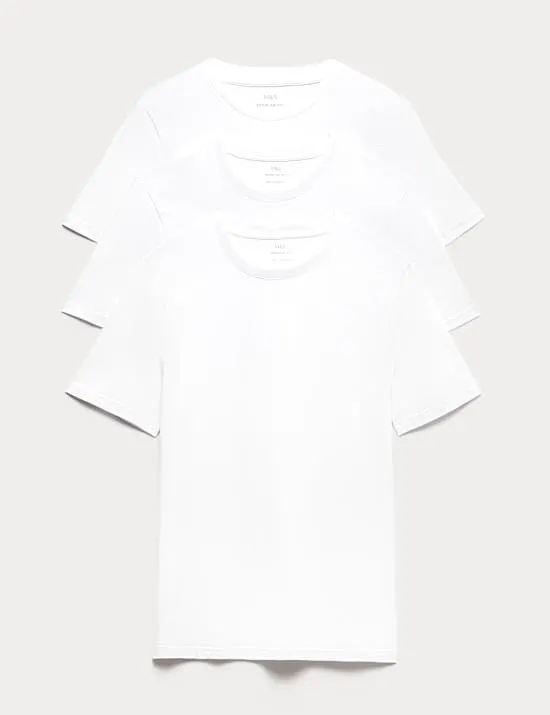 3 Pack Pure Cotton Crew Neck T-Shirts
