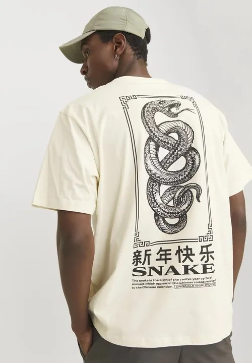 JORSNAKE CREW NECK - T-shirts med print - antique white
