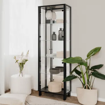 Hoge Vitrinekast GIDEON B62 Zwart