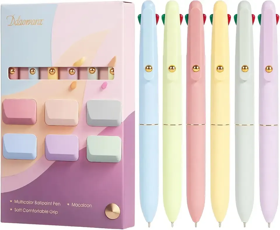 Ddaowanx Multicolor Pens Ballpoint,6 Pcs 4-in-1 multi Colored Pen 0.5mm