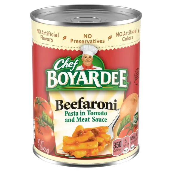 Rollback Chef Boyardee Beefaroni in Tomato and Meat Sauce, Ready-to-Eat Meal, 15 oz. Can $1.00 Was $1.18