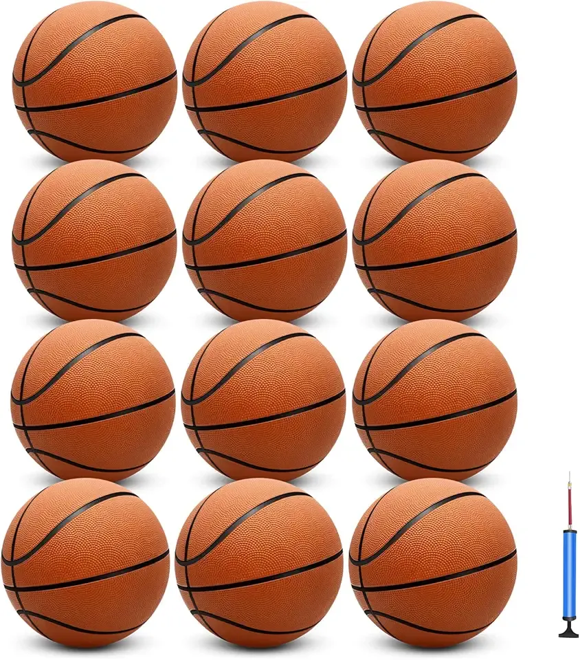 12 Pack 29.5" Official Size 7 Basketball Balls Inflatable with Pump for Men for Outdoor, Indoor or Training,Mens Adult Basketball (Orange)