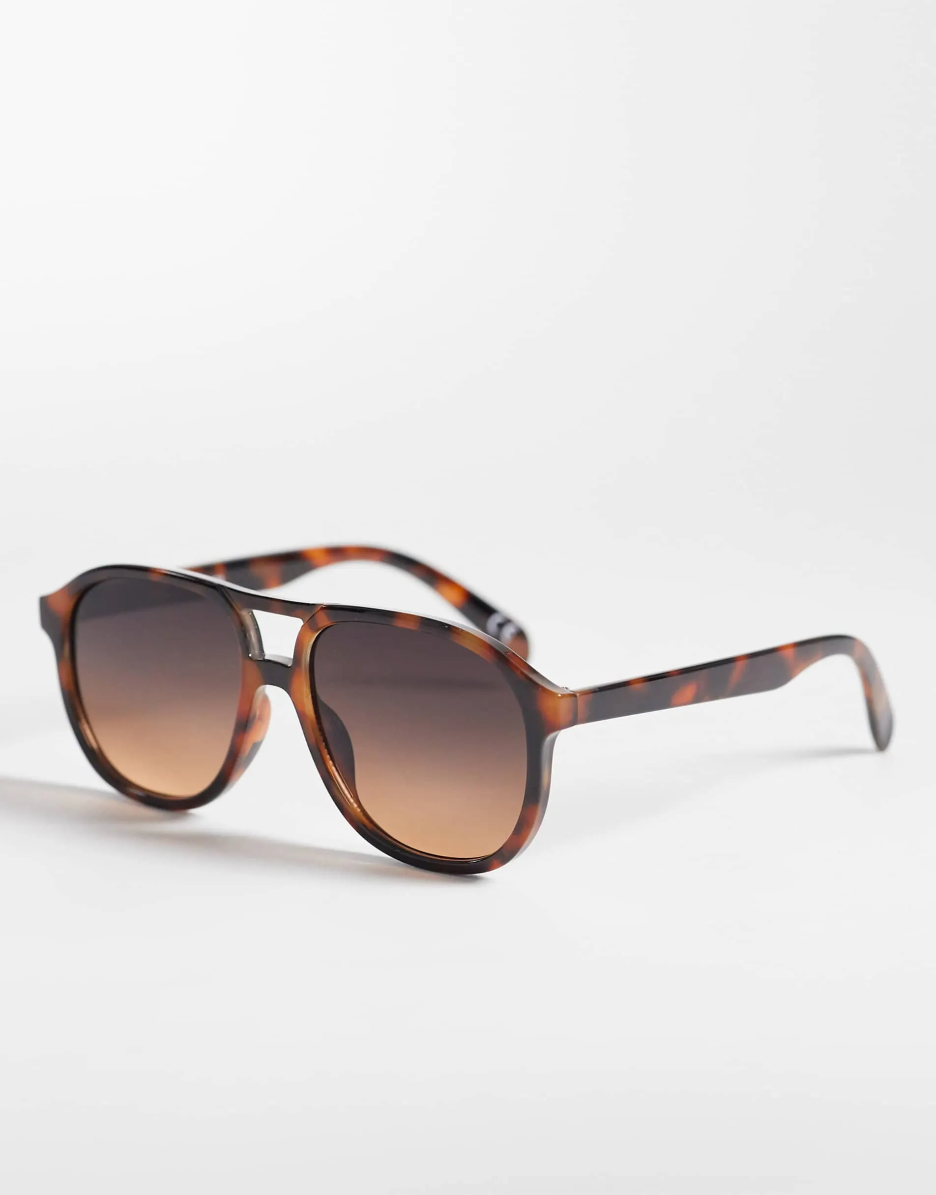 ASOS DESIGN aviator sunglasses in tort with grad brown lens