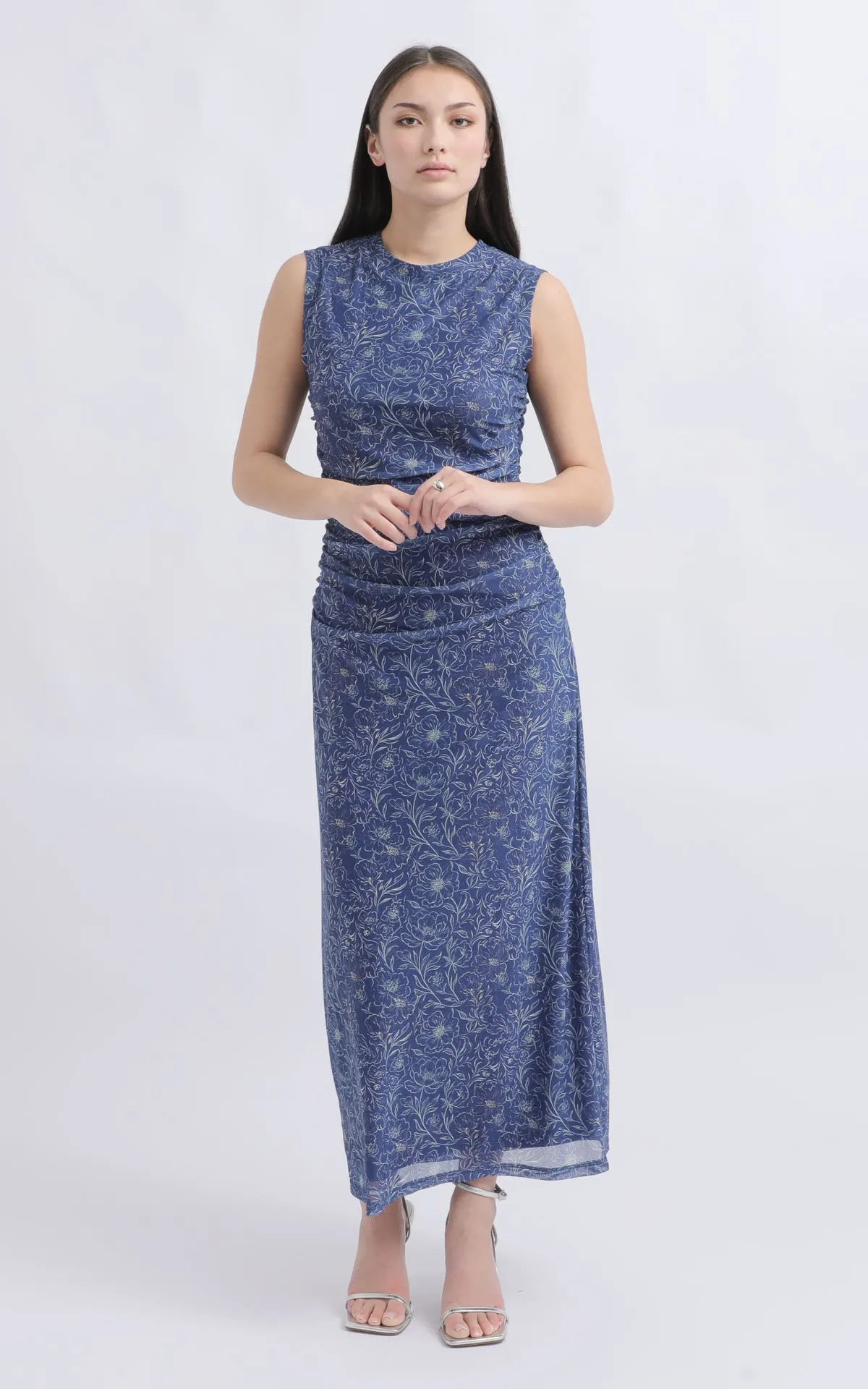 Sleeveless Ruched Maxi