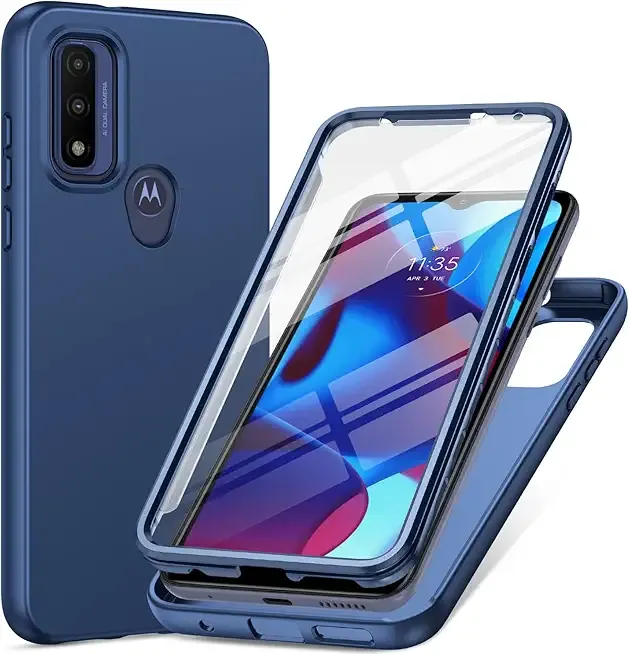 PUJUE for Motorola Moto-G Pure Phone Case: G Play 2023 | G Power 2022 Silicone Matte Case 360 Full Protection - Rugged Bumper Sturdy Shockproof Drop Protective TPU Cell Phone Cover Woman Men (Blue)
