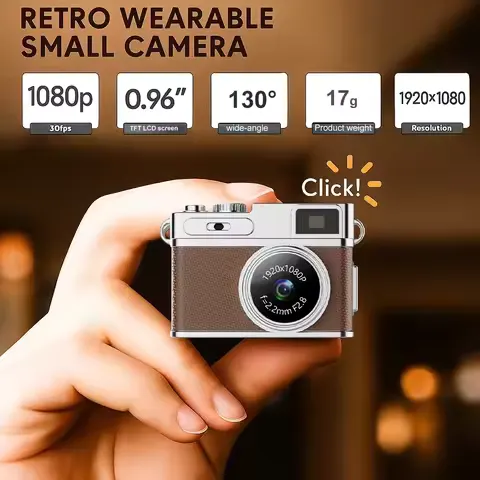 New Retro Mini Digital Camera Student Campus Card Machine Portable for Taking Photos and Videos Backpack Accessories