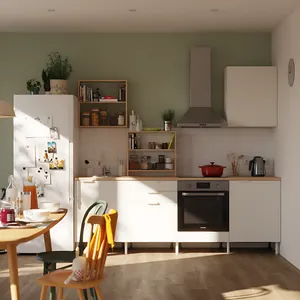 Cocina en kit Eleki blanca 3 módulos altos + 4 bajos L.240 x H.217 x P.58 cm