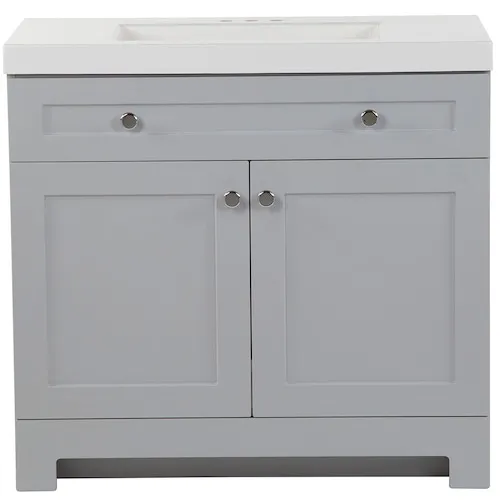 Everdean 36-inch W Bathroom Vanity in Pearl Grey with Cultured Marble Sink Top