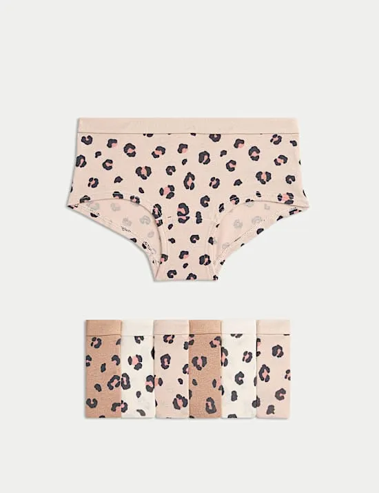 7 Pack Cotton StayNew™ Leopard Print Knicker Shorts (5-16 Yrs)