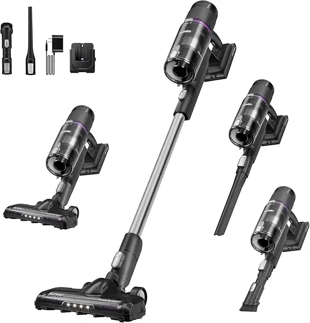 Eureka Cordless Vacuum Cleaner Lightweight, Stick Vacuum Rechargeable for Hardwood, Pet Hair, Black, ReactiClean 410