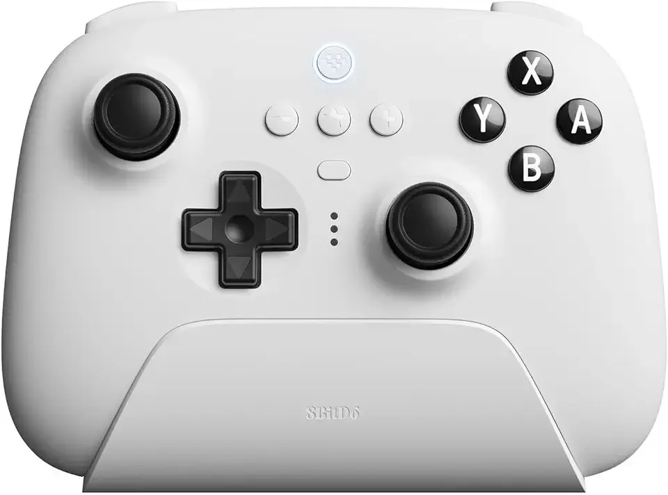 8BitDo Ultimate Bluetooth Controller with Charging Dock, Wireless Pro Controller with Hall Effect Sensing Joystick, Compatible with Switch, Windows and Steam Deck (White)