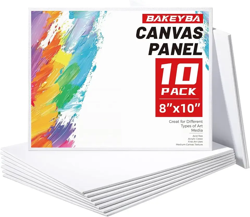 Canvas Boards 10 Pack, 8x10 Inch Painting Canvas Panels, 100% Cotton White Blank for Painting, Art Supplies Paint for Acrylics Oil Watercolor Tempera