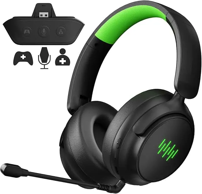 Dinosoo Wireless Bluetooth Headset for Gaming, 3D Surround Sound, Game/Chat Balance, Mic Mute, Foldable Design, Long Battery Life…