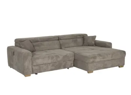 Hoeksalon Slider 279x186cm - ribcord stof - bruin met bedfunctie