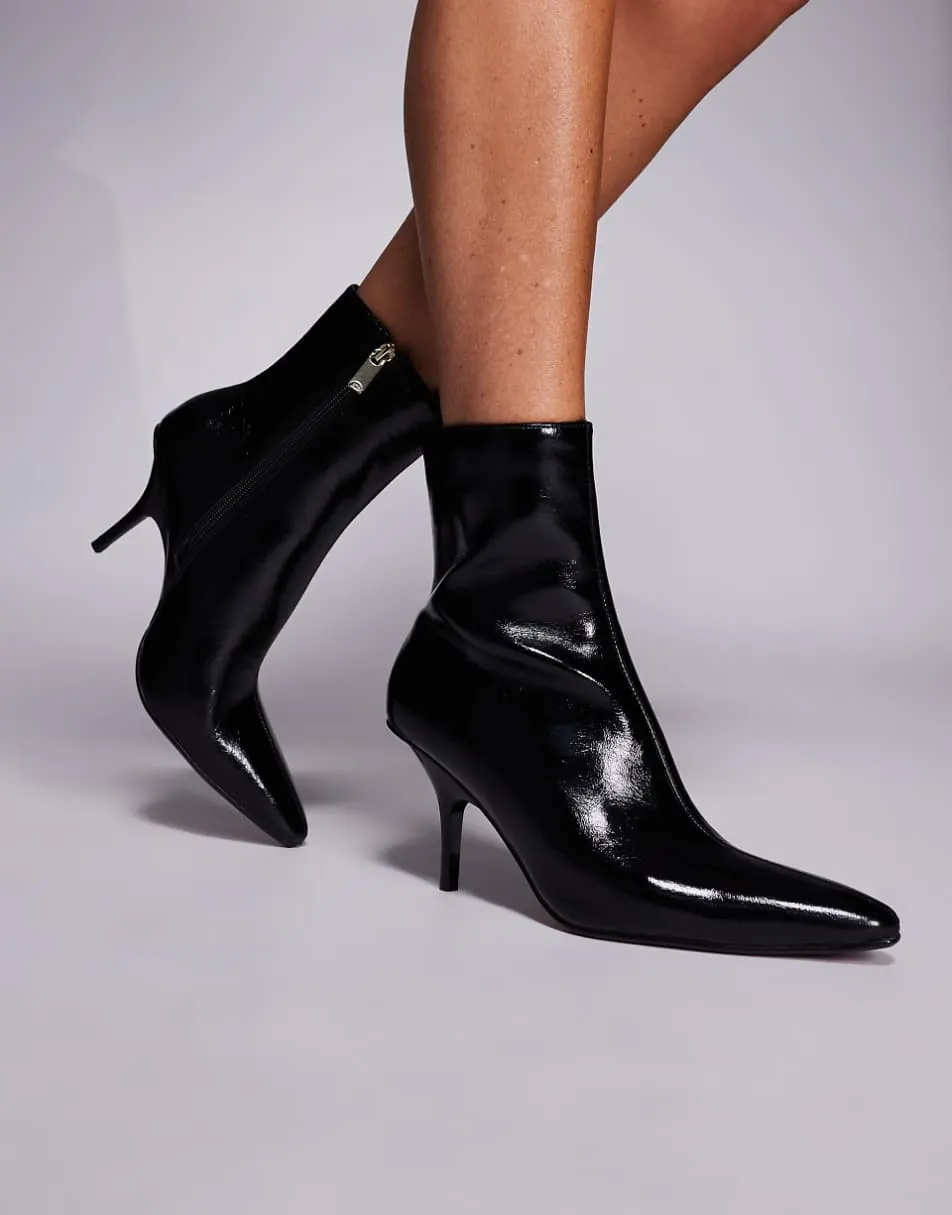 River Island pointed heeled ankle boots in black