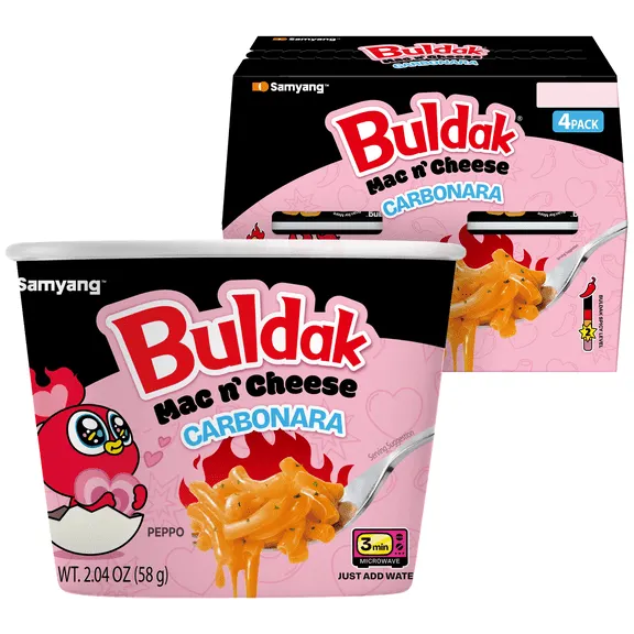 Buldak Mac & Cheese Carbonara 4-Pack Cups