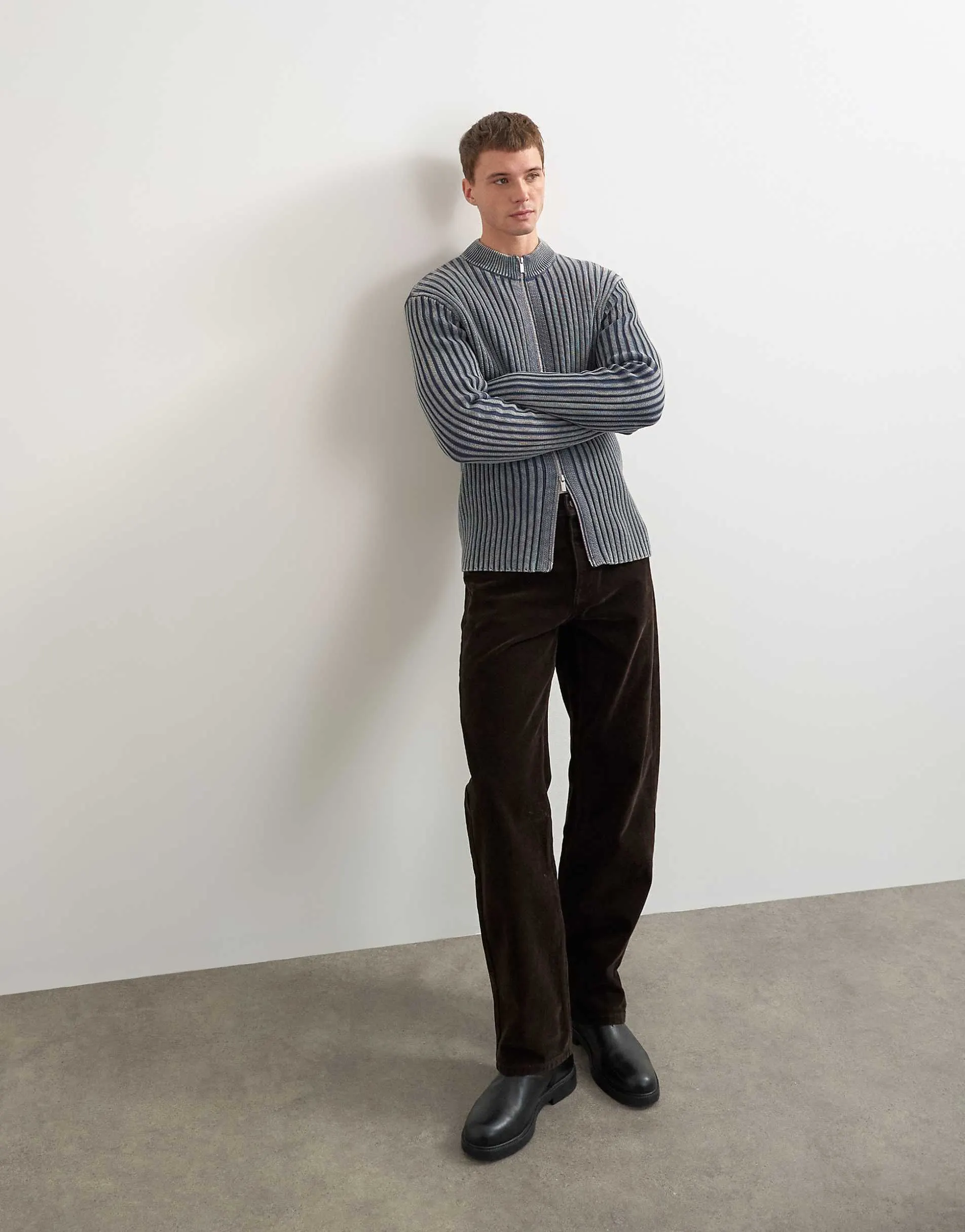 Topman straight fit jeans with coated velour finish in brown