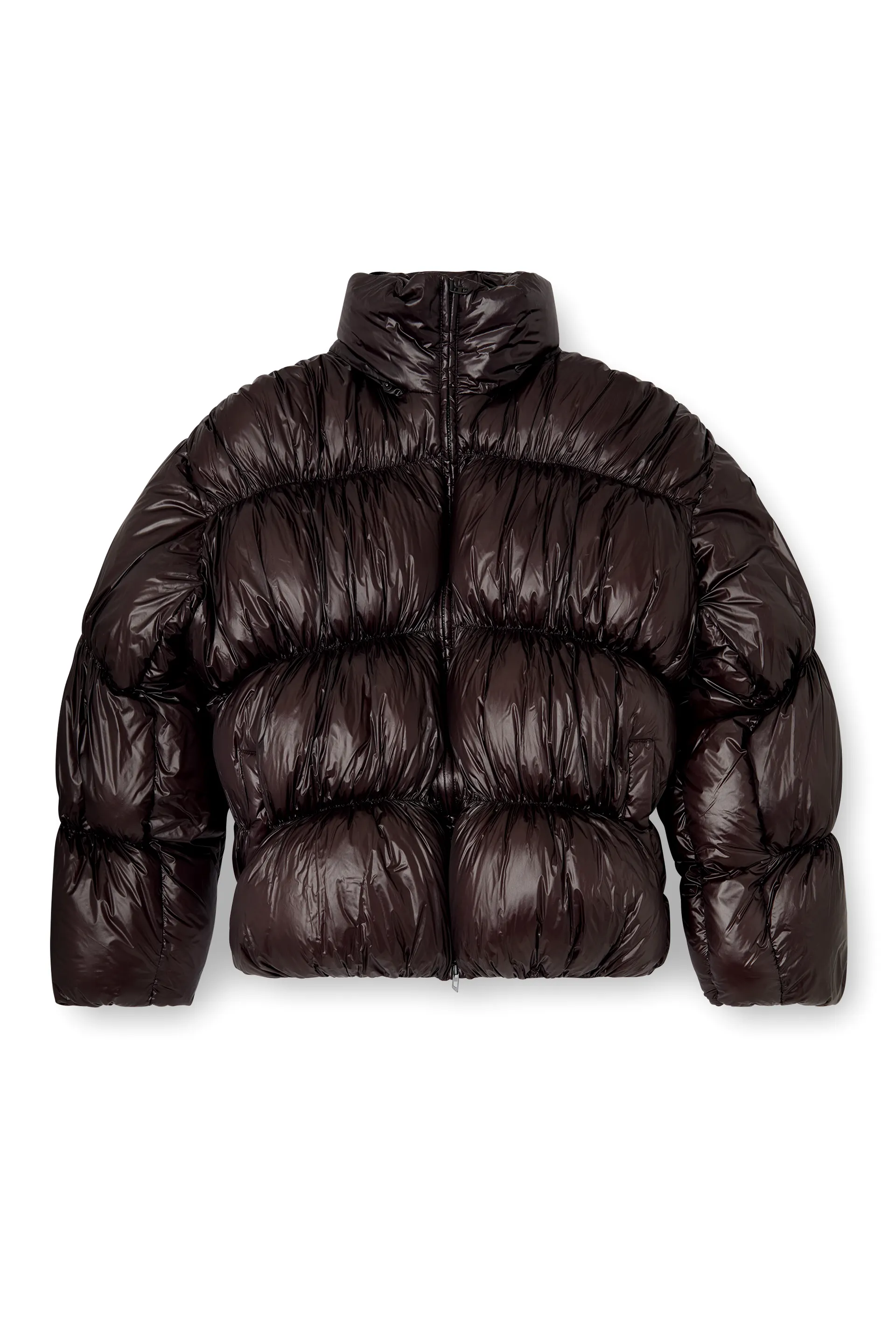 Hooded down jacket with bubble effect