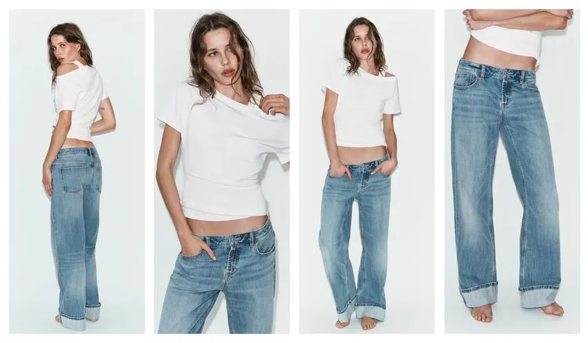 TRF LOW-RISE LOOSE FOLDED JEANS