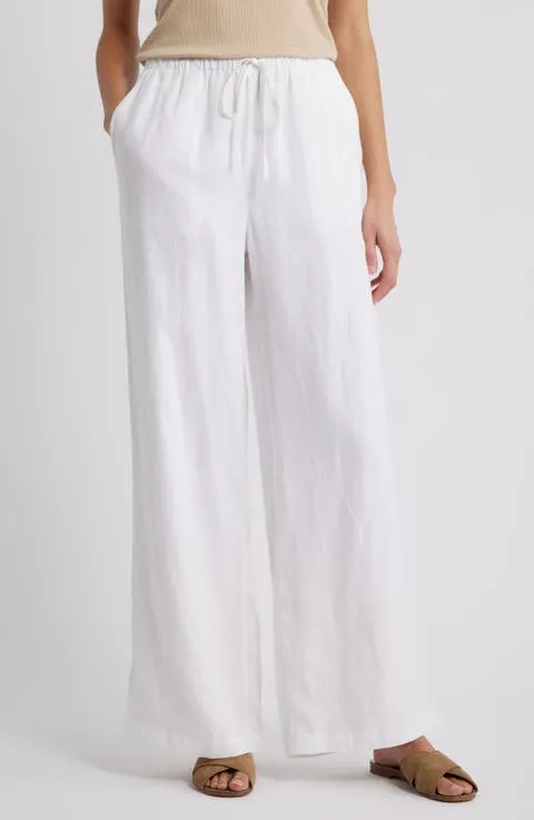 Caslon® Easy Wide Leg Linen Pants