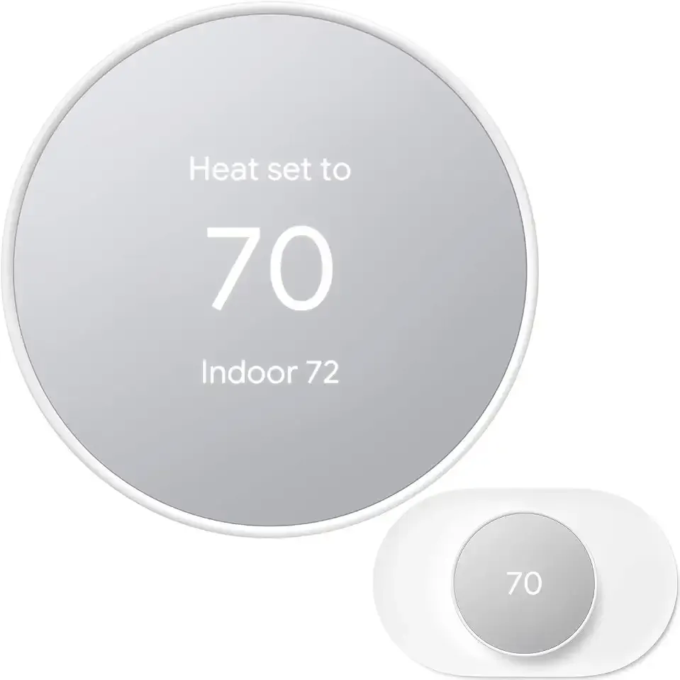Nest Thermostat - Smart Thermostat for Home - Programmable WiFi Thermostat - Snow - GA01334-US Bundle with Matching Google Nest Thermostat Trim Kit Wall Mount Plate GA01837-US