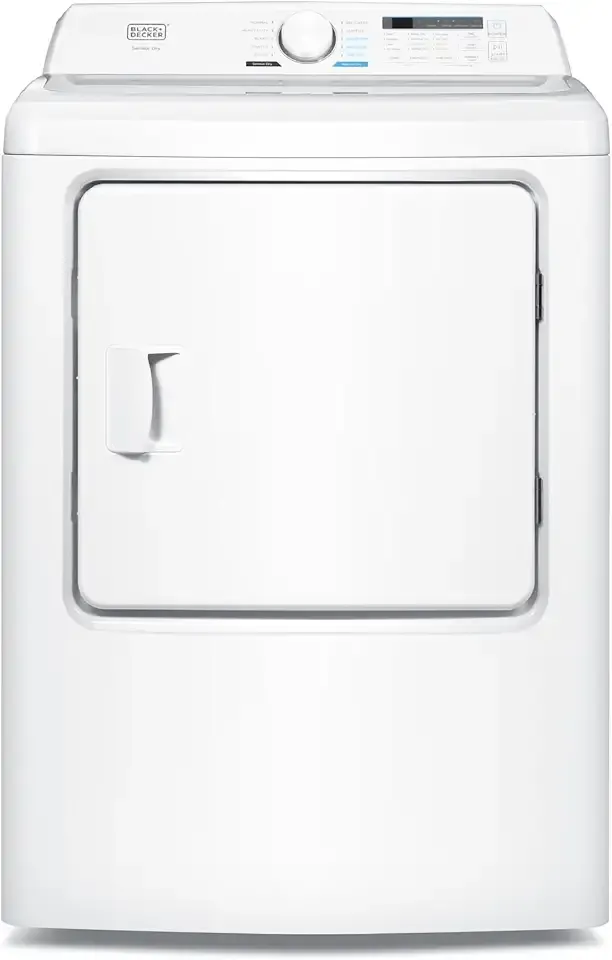 BLACK+DECKER 7.0 Cu. Ft. Front Load Dryer, Electric Clothes Dryer with LED Display and Dial Control, 5 Sensor and Manual Dry Selections, 240V, Requires Professional Installation, BLD67ME, White