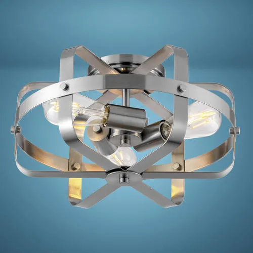 Patriot Lighting® Strom Brushed Nickel 3-Light Flush Mount Ceiling Light