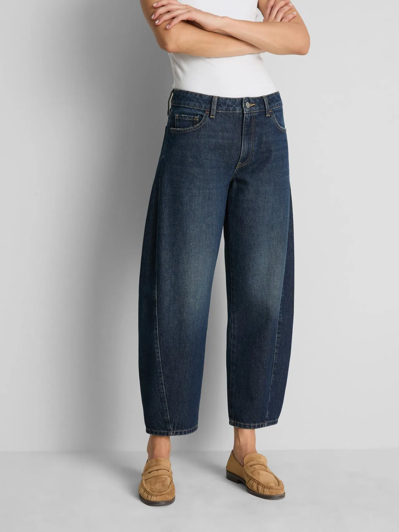 Jean coupe barrel en denim de coton