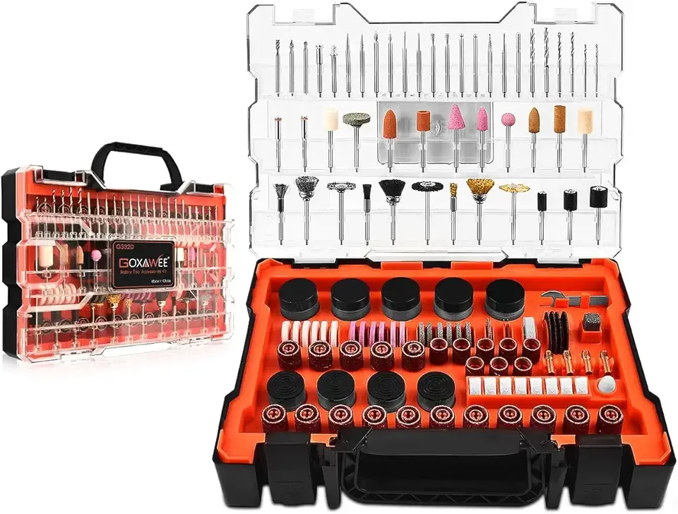 480Pcs Rotary Tool Accessories Kit, GOXAWEE 1/8 inch Shank Rotary Tool Accessory Set, Multi Purpose Universal Kit for Cutting, Drilling, Grinding, Polishing, Engraving & Sanding