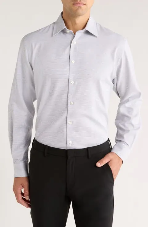 Traditional Fit Microcheck Premium Non-Iron Cotton Dobby Dress Shirt (Regular, Big & Tall)