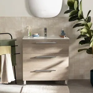 Mueble de baño con lavabo Remix2 roble gris 80x45 cm
