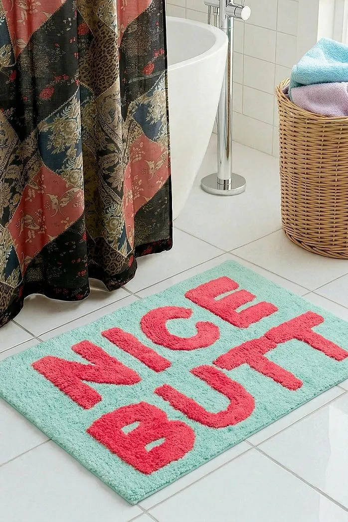 Tappetino da Bagno Teal & Rosa Bel Culo