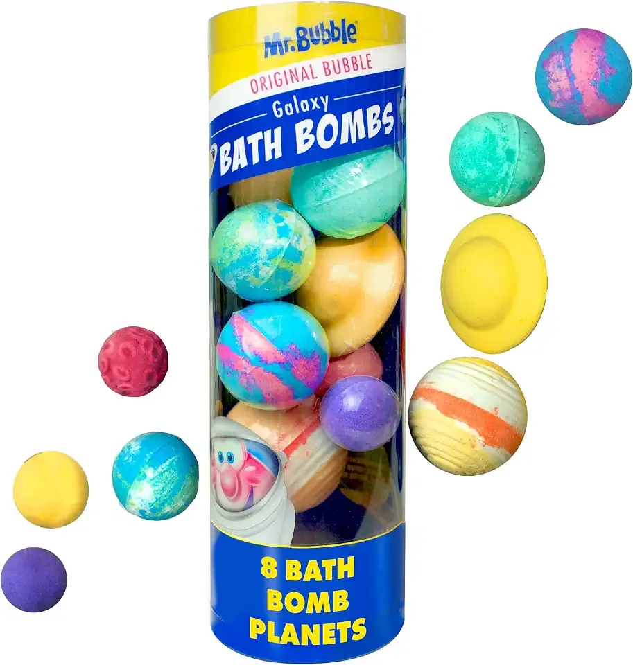Mr. Bubble Galaxy Bath Bombs, Signature Bubble Gum Scent, Set of 8 Different Bath Bomb Planets