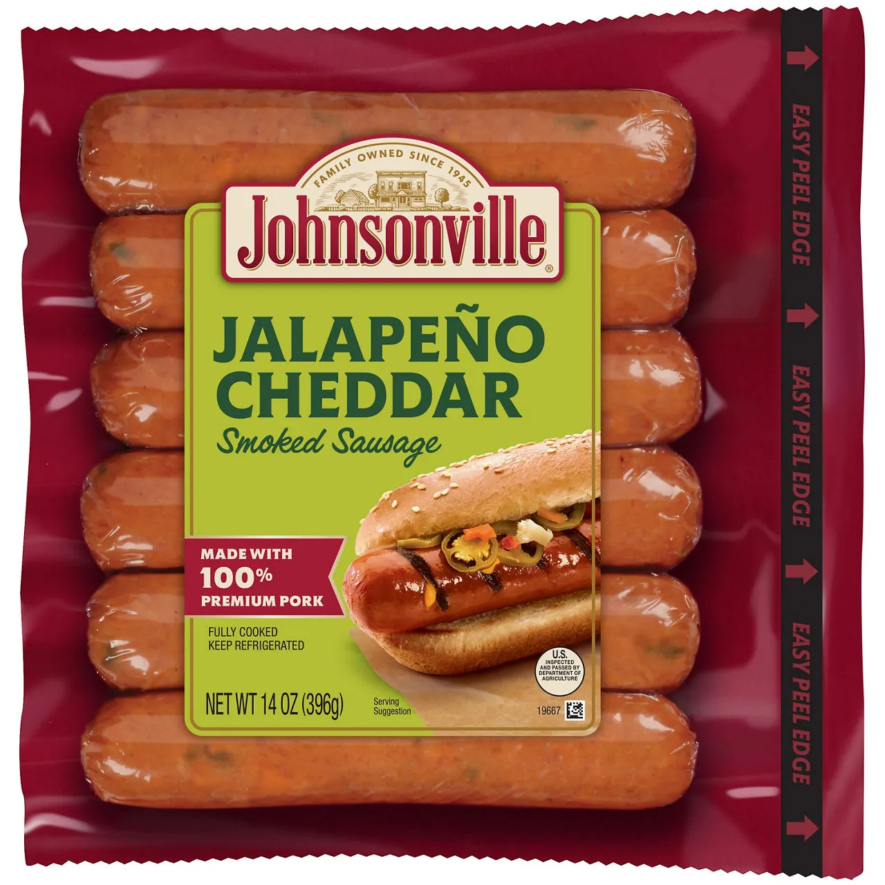 Johnsonville Jalapeno Cheddar Smoked Sausage, 6 Count, 14 oz