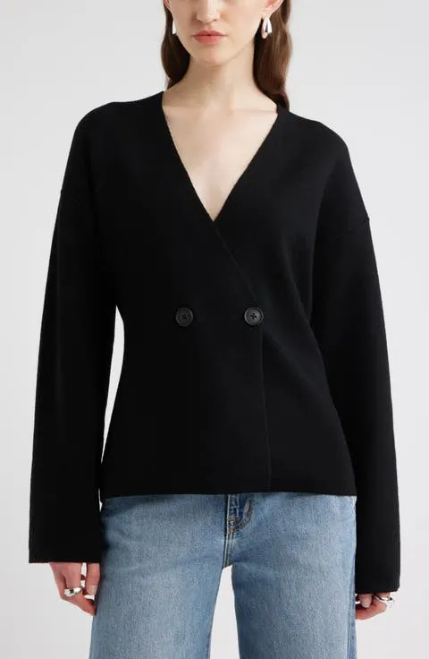 Nordstrom Double Breasted Merino Wool Blend Cardigan