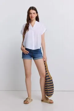 Blusa cuello mao volantitos