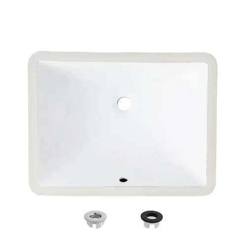 20.75" W x 15.5" D White Porcelain Rectangular Undermount Bathroom Sink