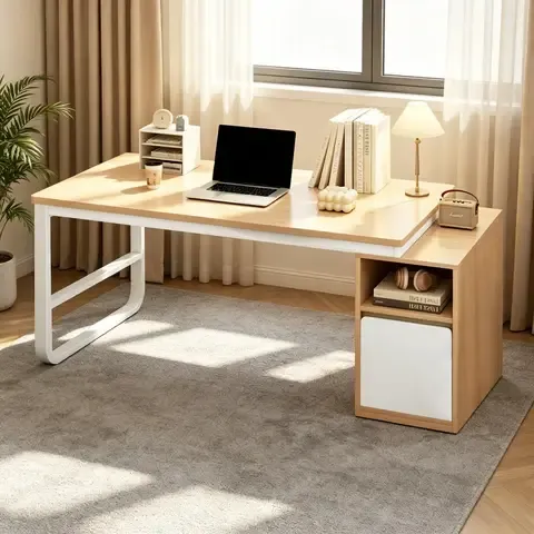 Escritorio Con Cajonera Móvil 120-140 Cm Pata Metálica Oficina