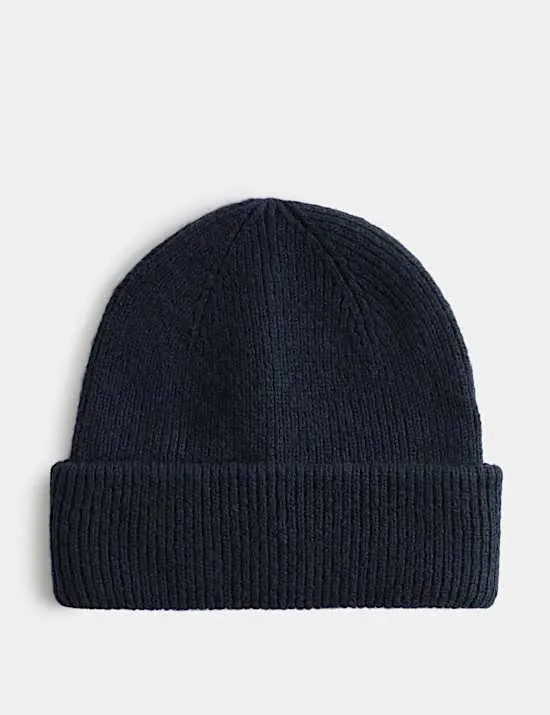 Ribbed Knitted Beanie Hat
