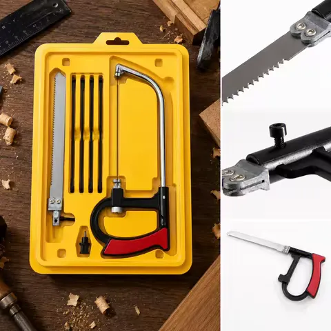 8in1 Multi-Purpose Hand Saw Kit with 6 Blades for Woodworking Metalworking Glass Cutting - DIY Steel Saw Tool for Model Hobby