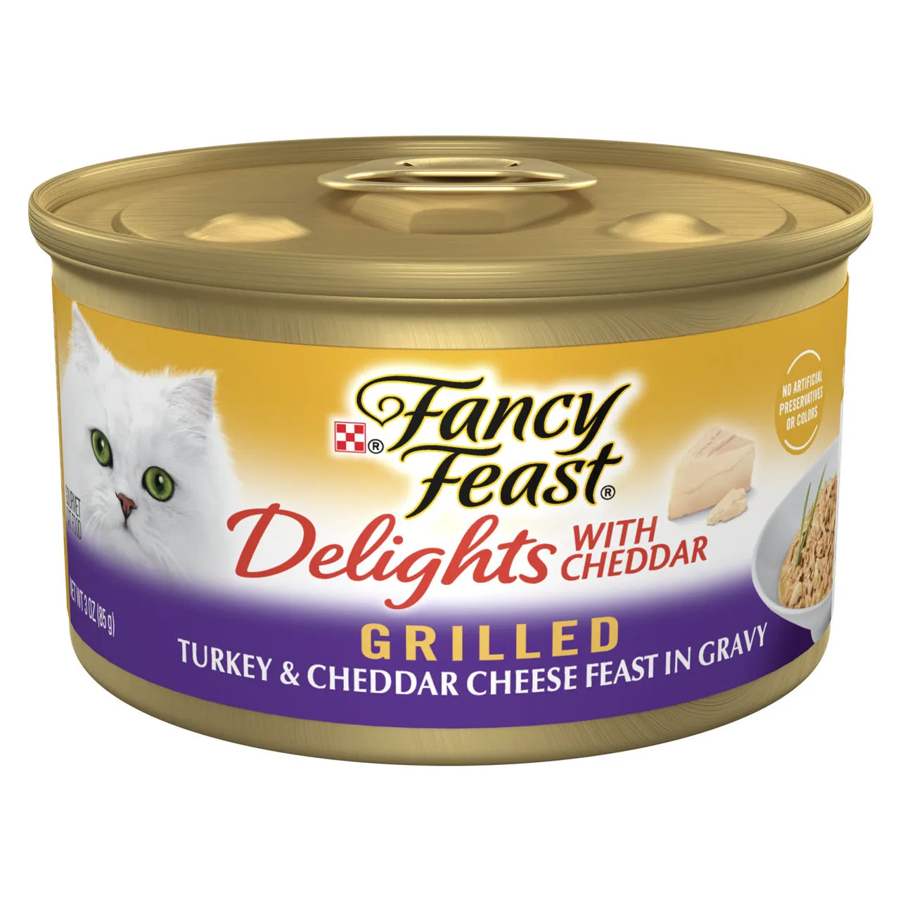 Purina Fancy Feast Delights With Cheddar Grilled Turkey and Cheddar Cheese Feast in Wet Cat Food Gravy Cat Food