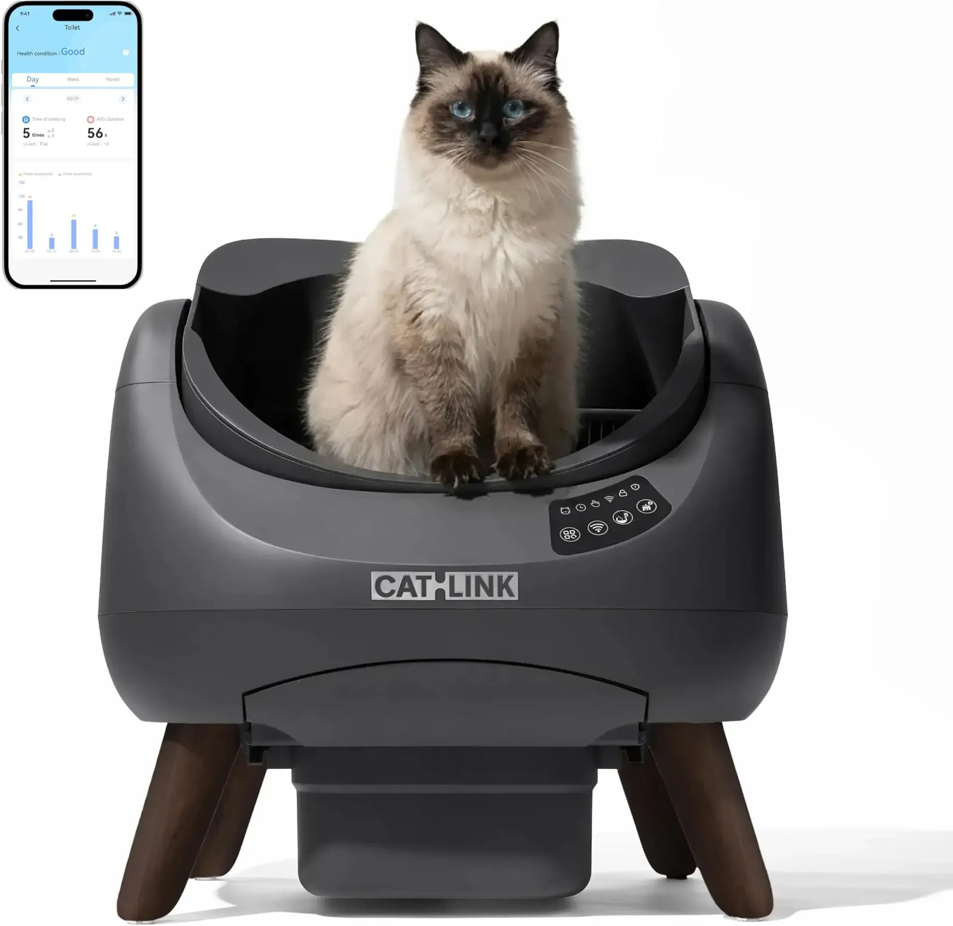 CATLINK Open-X Automatic Litter Box 5G & 2.4G WiFi, Self Cleaning Cat Litter Box for Single-Cat Household, Health Monitor, AI Waste Analysis, Safety Sensors, Large Open Top, APP, Triple Odor Control