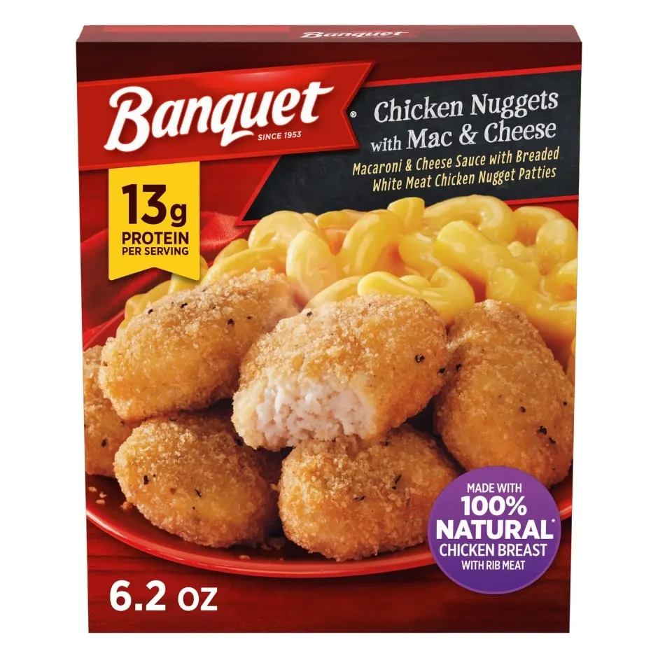 Banquet Chicken Nuggets With Mac & Cheese, Frozen Meal, 6.2 oz.