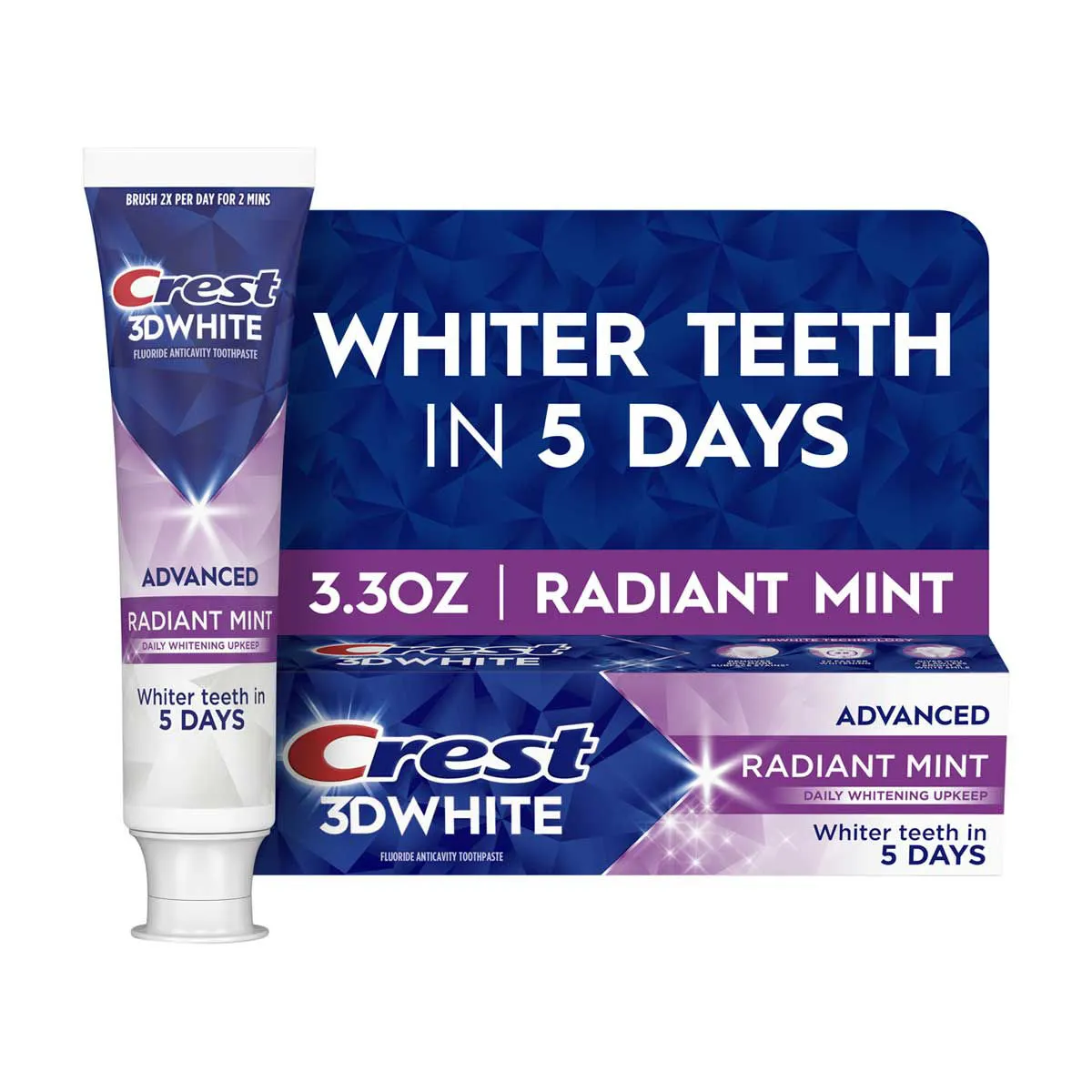 Crest 3DWhite Advanced Teeth Whitening Toothpaste, Radiant Mint, 3.3 oz