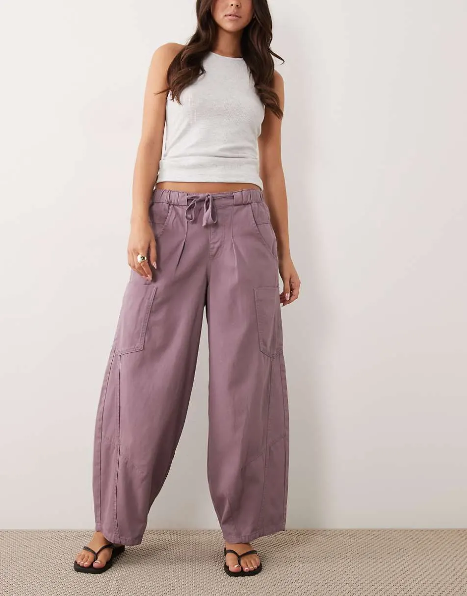 ASOS DESIGN volume laundered utility trousers in washed lilac