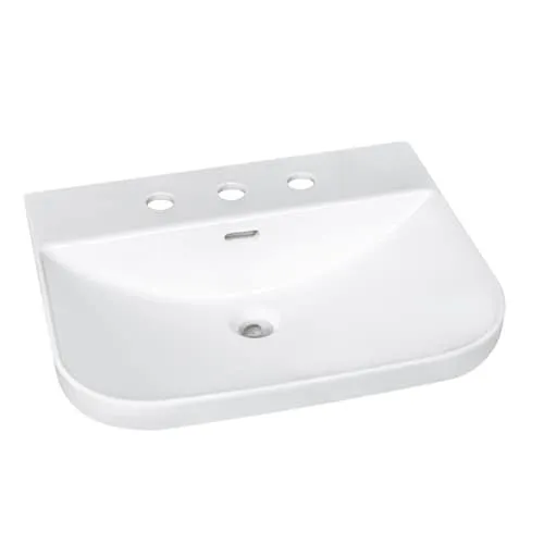Glacier Bay Semi-Recessed Rectangular Drop-in Sink with 8-inch Centre Drilling in White