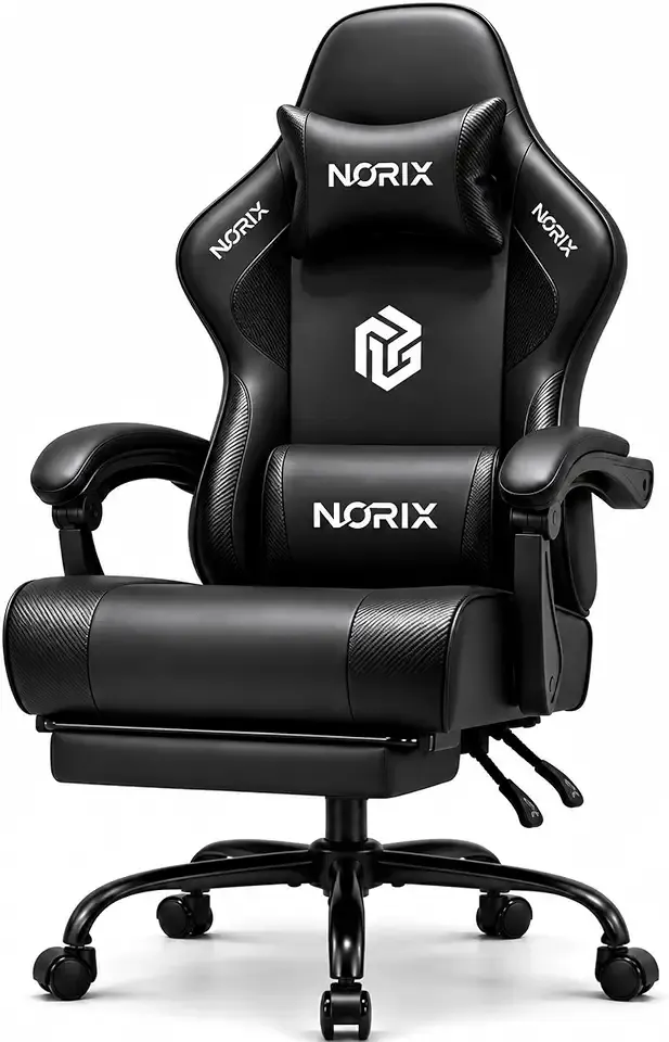 Gaming Chair for Adults with Footrest,Upgraded Ergonomic Chair,Arctic Black