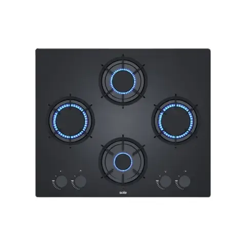 Encimera Empotrable A Gas 4 Hornillas 60cm Rubí 3120SOLCO078 Negro