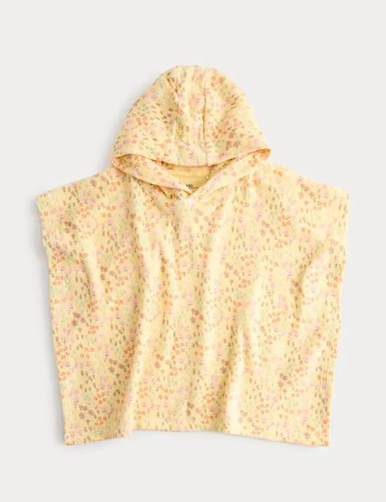 Frottee-Poncho aus reiner Baumwolle mit Blümchenmuster (0–3 J.)